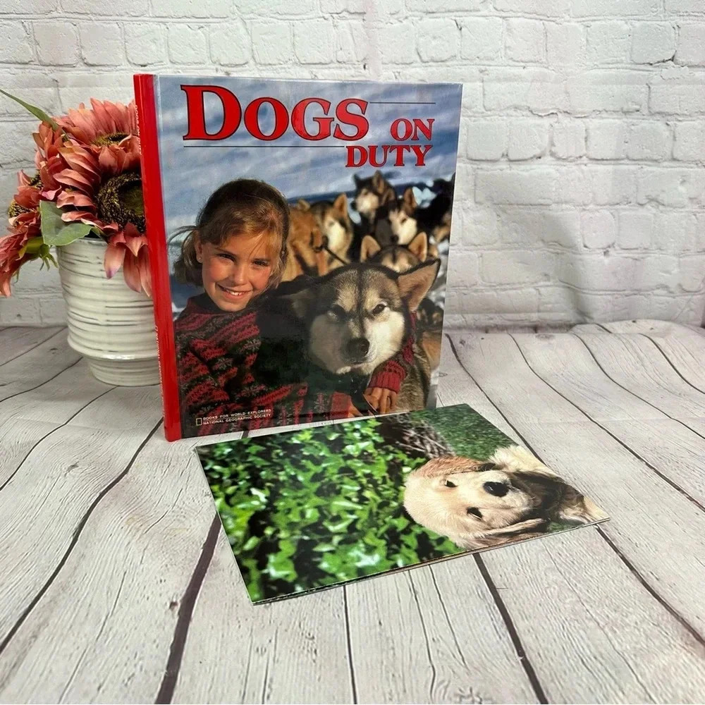 vintage children's dogs on duty book and poster national geographic 1988
